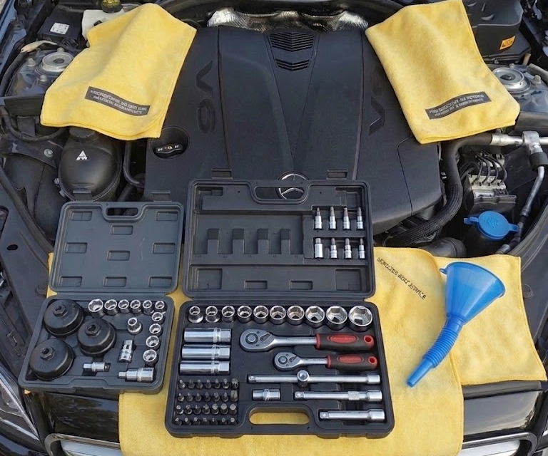 Our technician performing an oil change